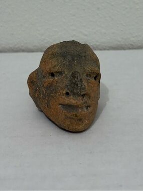 Rare Antique Terracotta head Face Eyes No Nose Small